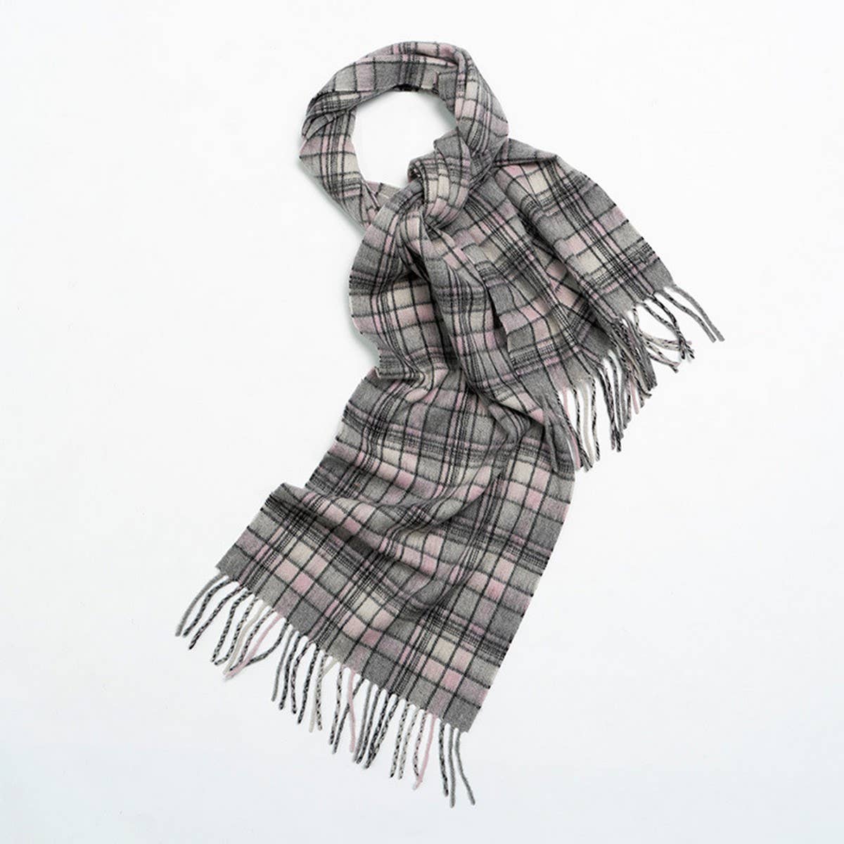 NORDIC PLAID WOOL SCARF WARM WINTER COUPLE WRAP_CWASC2357