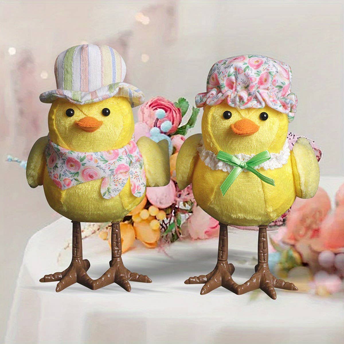 EASTER COUPLE LIGHTED YELLOW HOODED BIRD ORNAMENTS_CWMM3485