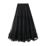 SWEET RUFFLE TULLE A LINE FLARED PUFF SKIRT_CWBMS0376