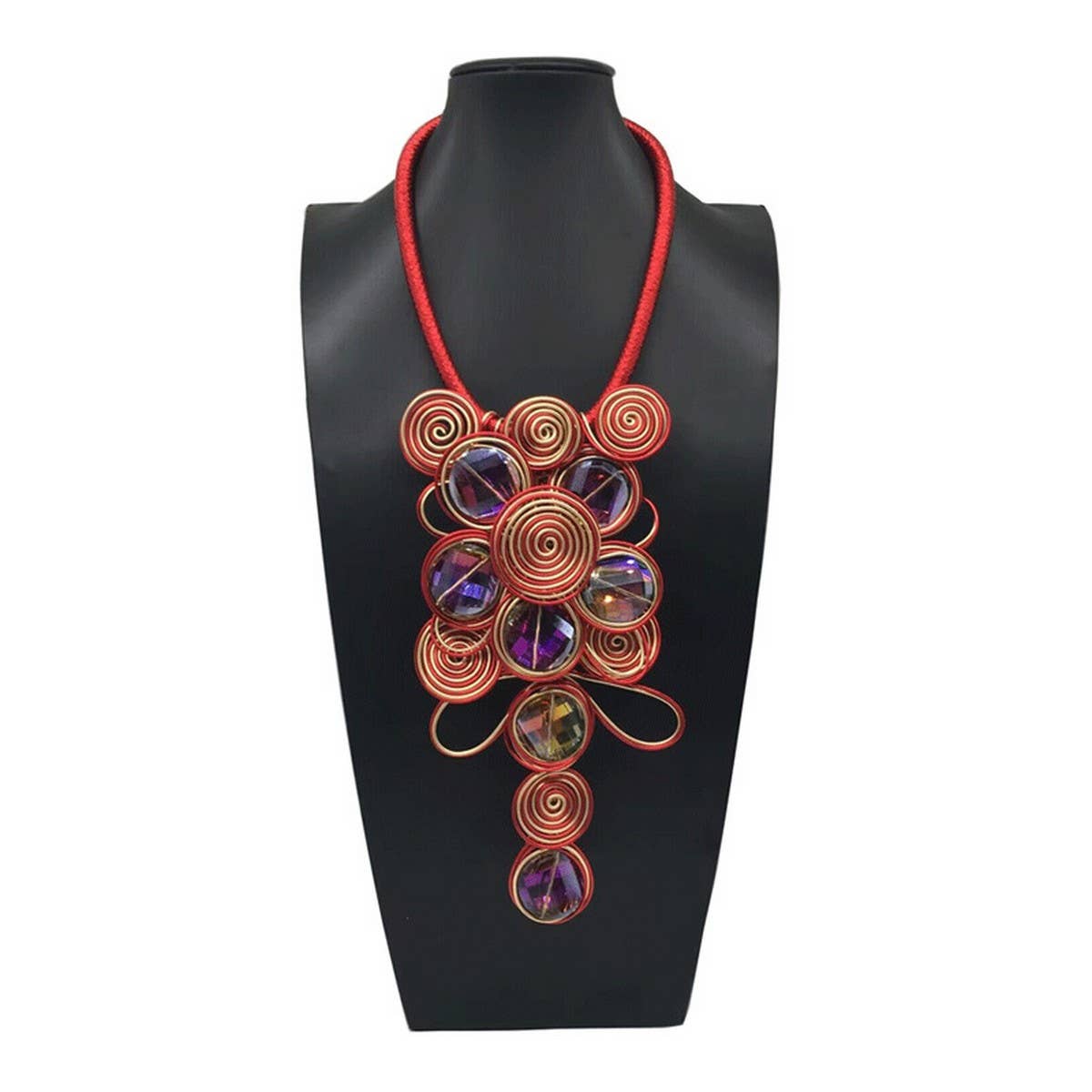 CRYSTAL ALUMINUM WIRE NECKLACE EARRING SET_CWMM4968