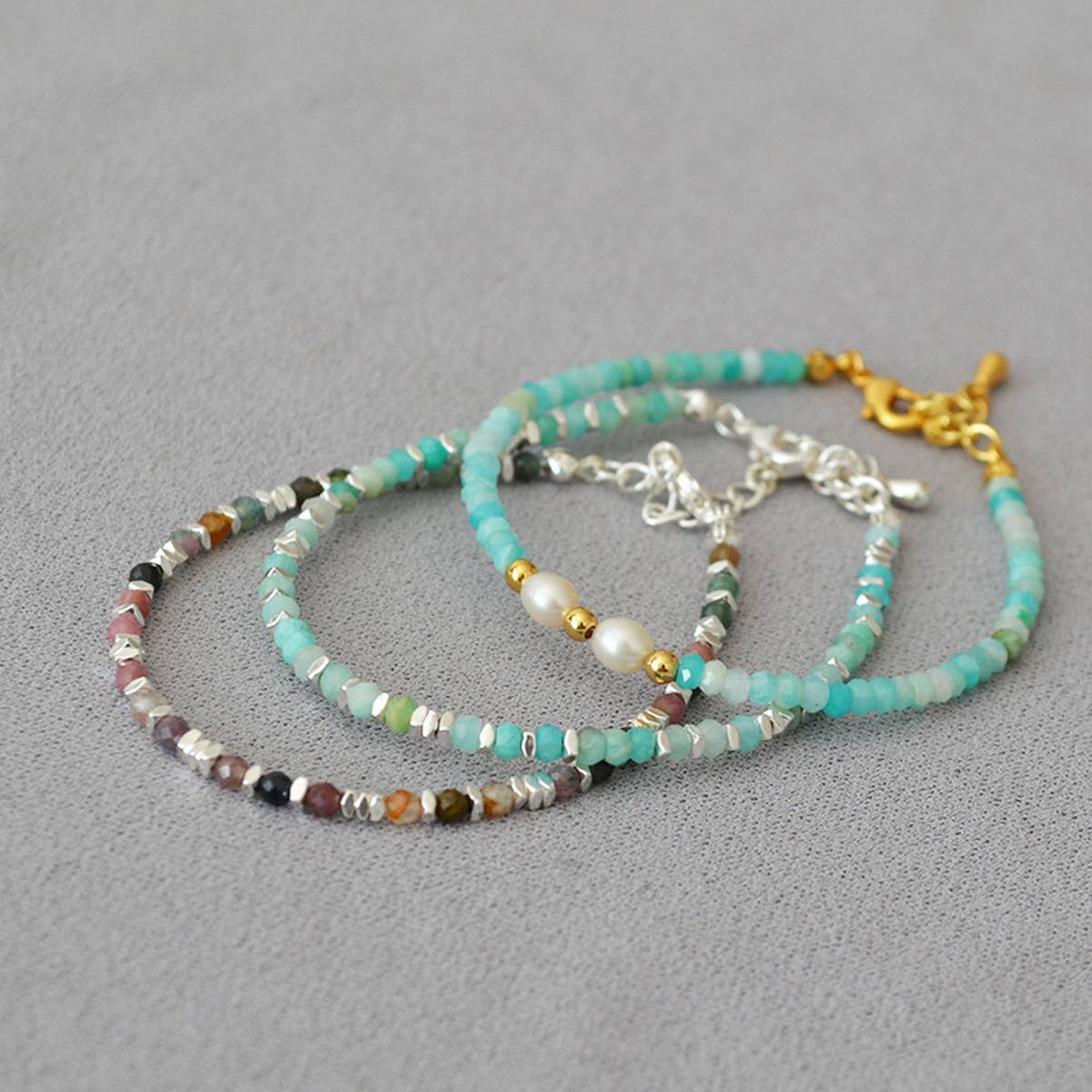 Tourmaline Pearl Hand-Beaded Bracelet