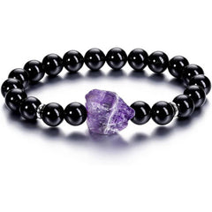 Cwaje3876_Amethyst Irregular Raw Stone Beads Bracelet