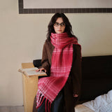 RED PLAID SCARF SOFT FAUX CASHMERE WINTER WRAP_CWASC2343