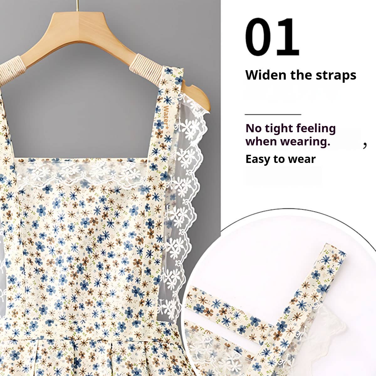 FLORAL LACE TRIM KITCHEN APRON FOR WOMEN_CWMM6594