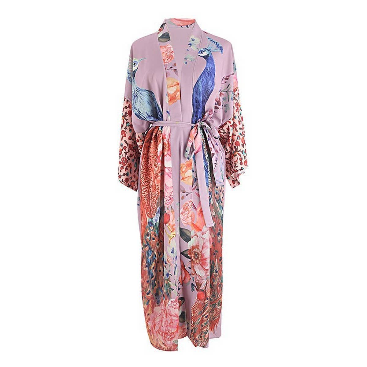 PEACOCK PRINT RESORT SUN PROTECTION BEACH CARDIGAN_CWMM6305
