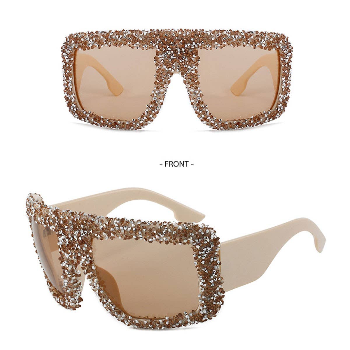 Vintage Diamond Large Frame Square Sunglasses_Cwasg0852