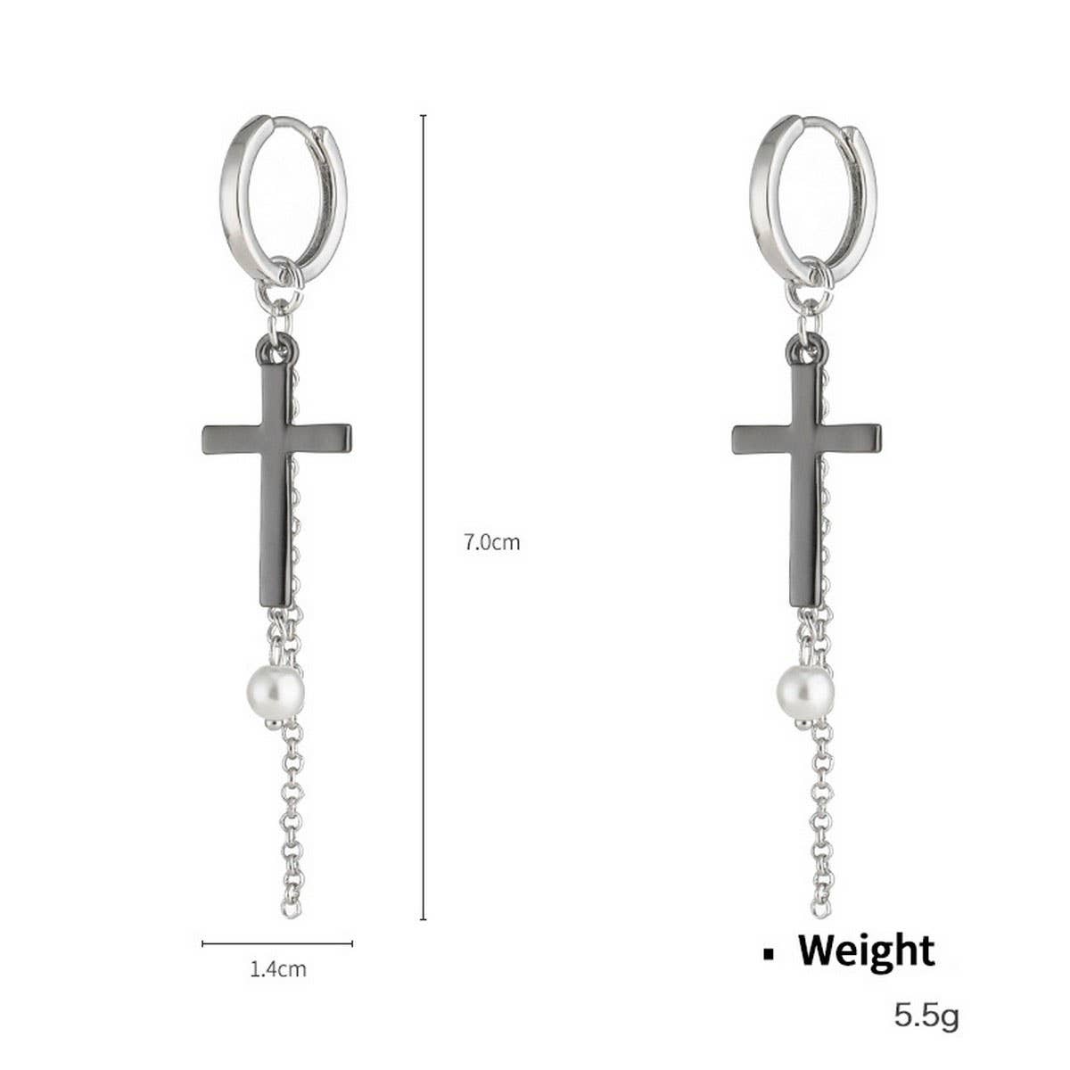 NEW CROSS PENDANT FASHION CHAIN PEARL EARRING SET_CWAJE2908