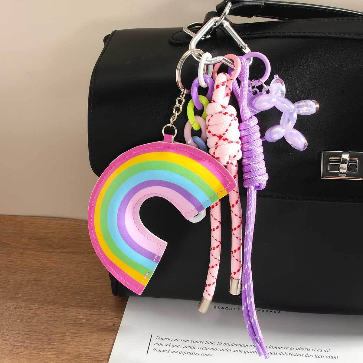 LEATHER RAINBOW PENDANT BOLD BAG KEY CHARM_CWMM7570