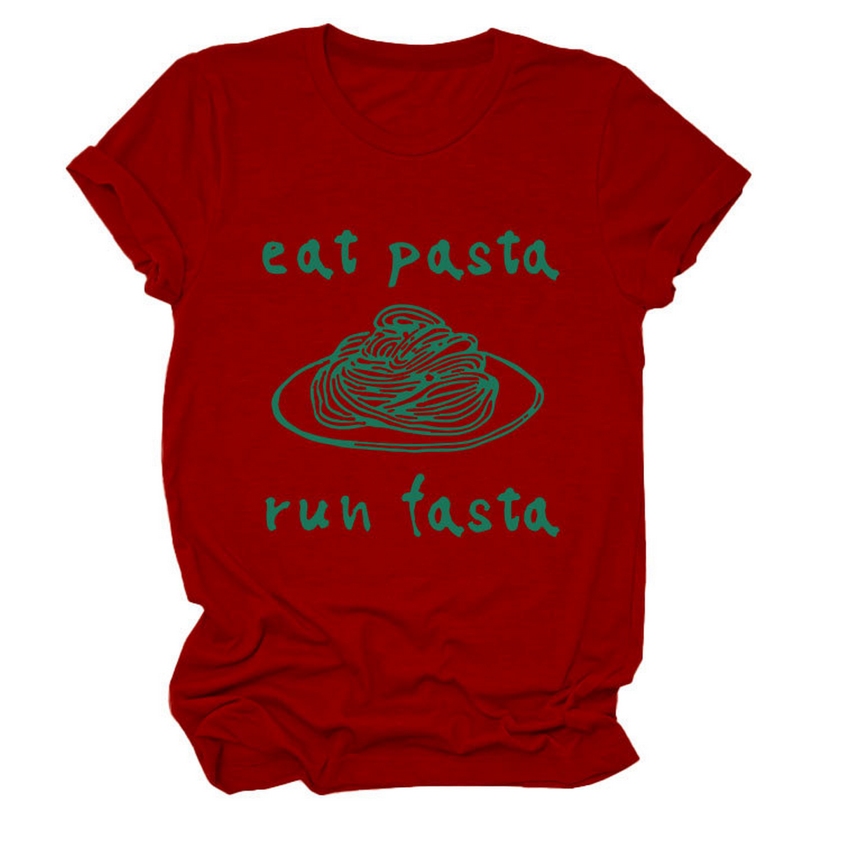 Trendy Womens Short Sleeve Tee Eat Pasta Run