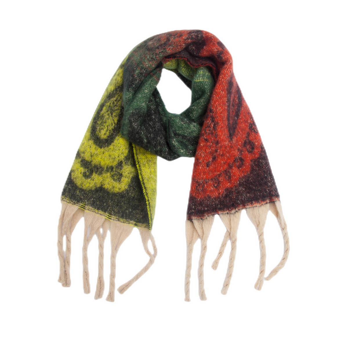 PAISLEY JACQUARD SCARF THICK FRINGE WINTER SHAWL_CWASC0857