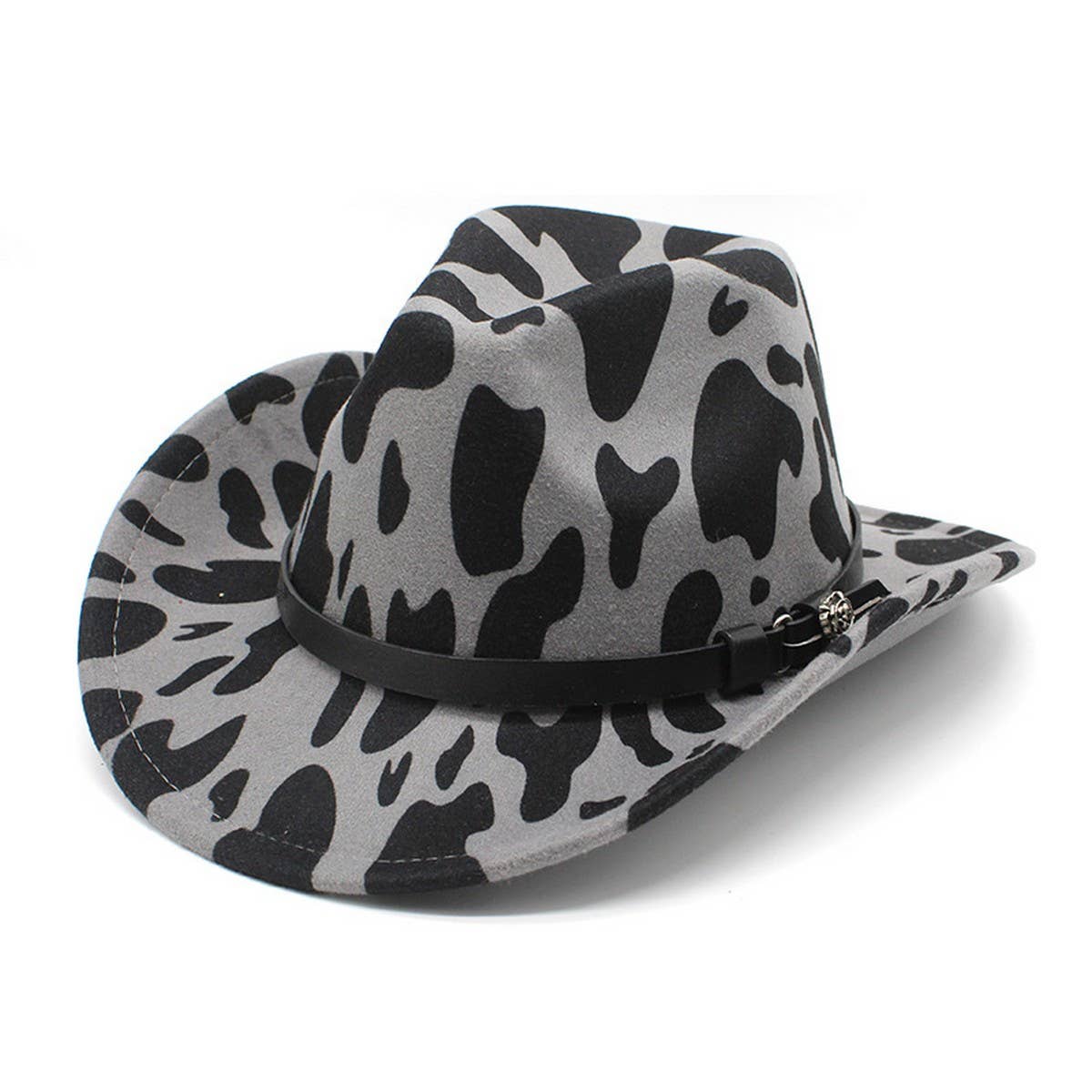 COLORBLOCK COW PATTERN WOOL WIDE BRIM JAZZ HAT_CWAH2553