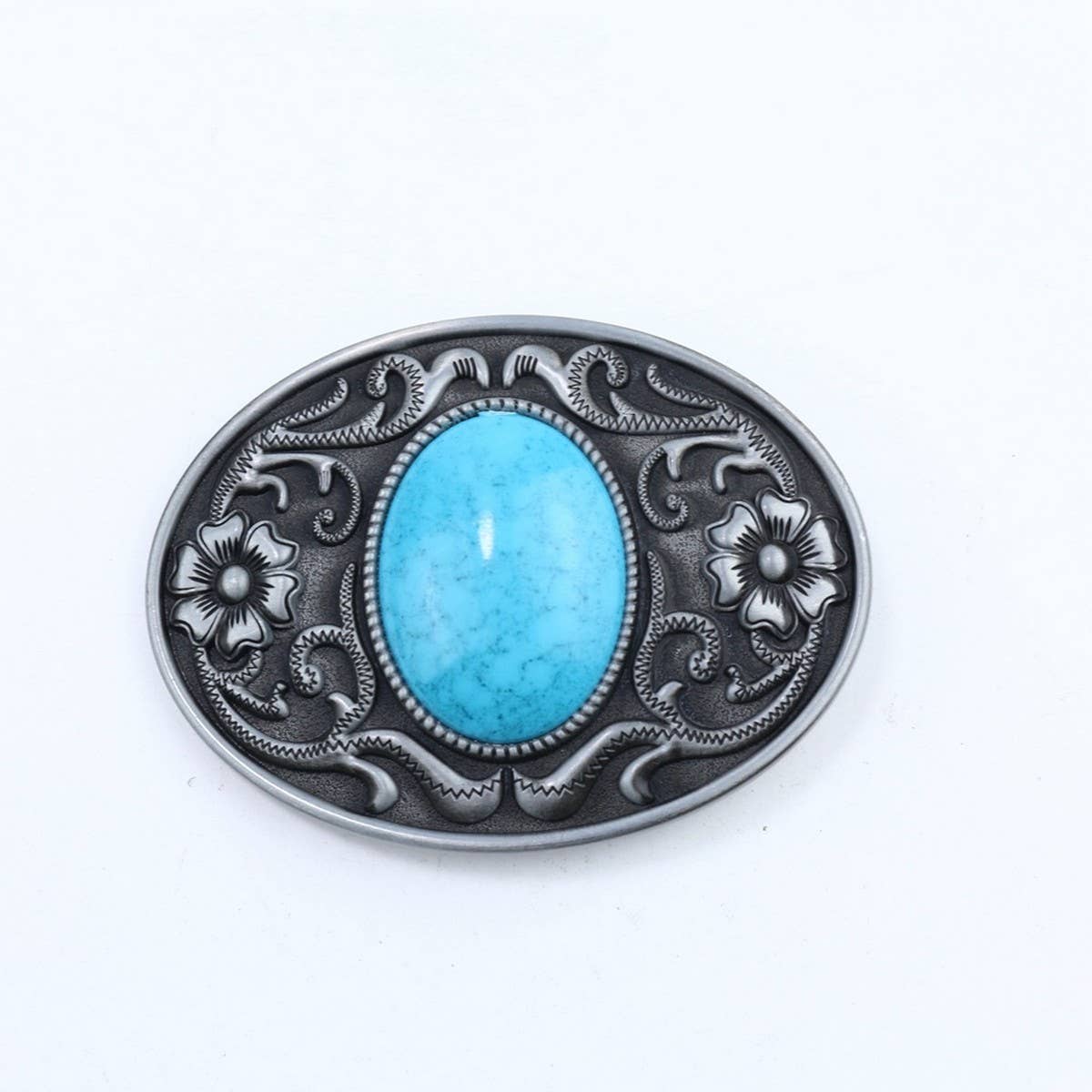 Western Belt Buckle With Turquoise Accents_Cwabe0428