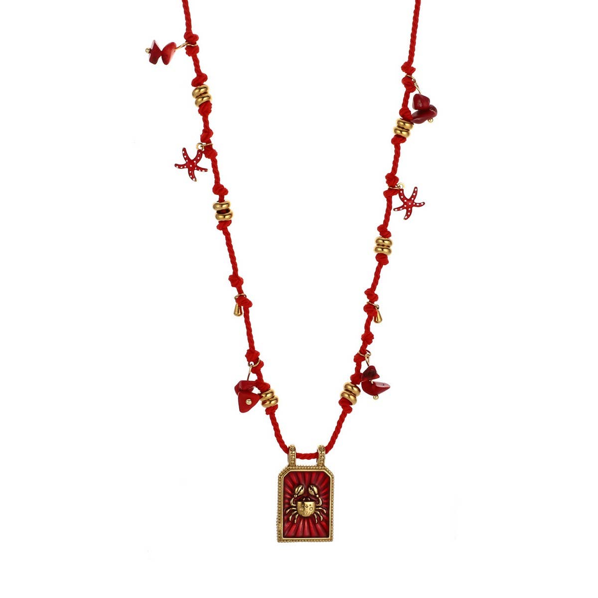 HANDMADE COTTON ROPE NECKLACE WITH SHELL CHARMS_CWMM8811