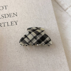 Plaid Claw Clip Retro Arc Hair Grip Accessory_Cwaha07769