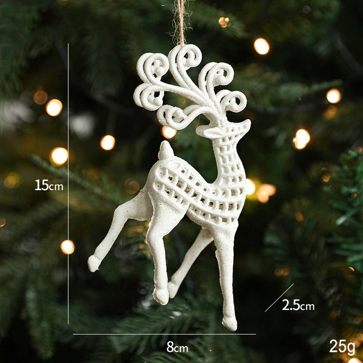 White Plastic Reindeer Star Holiday Decoration_Cwmm9686