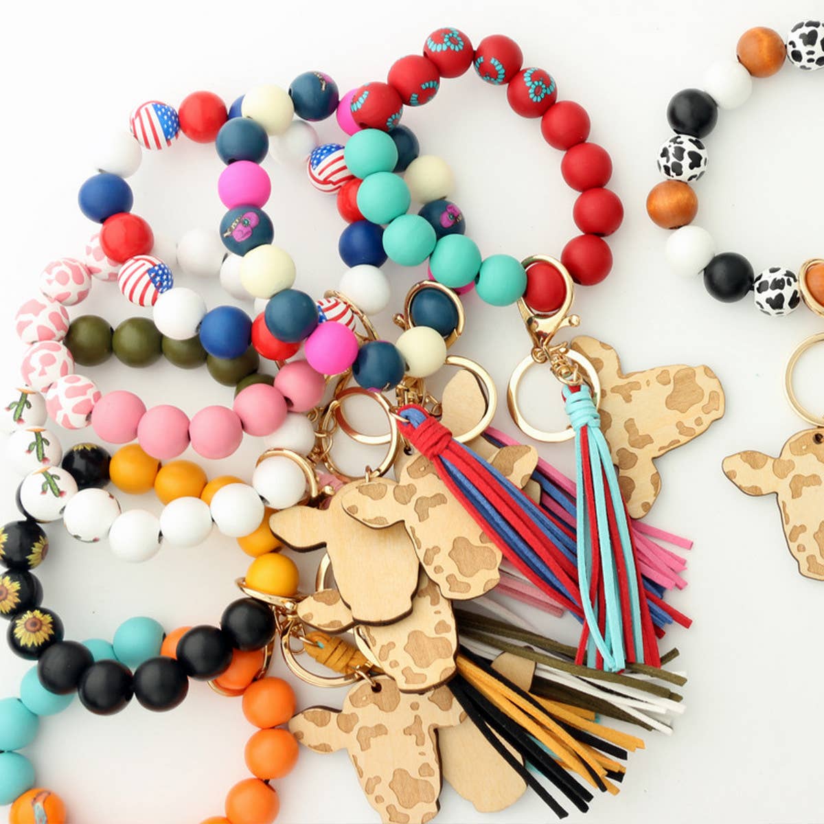 Western New Tassel Bracelet Bull Head Keychain_Cwmm1285