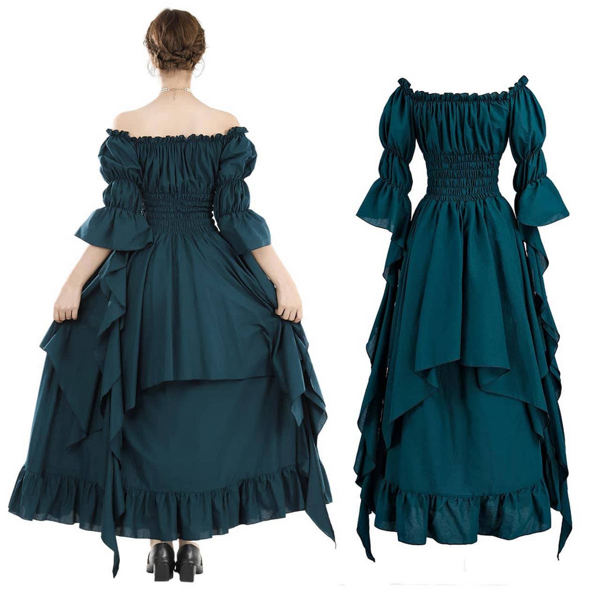 HALLOWEEN COSTUME SQUARE NECK TIED WAIST DRESS_CWMM1508