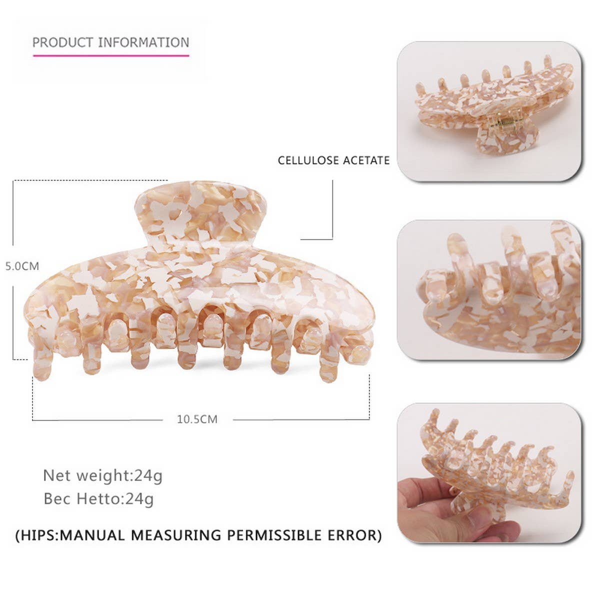 LARGE ACETATE SHARK HAIR CLAW INS STYLE BUN CLIP_CWAHA4321