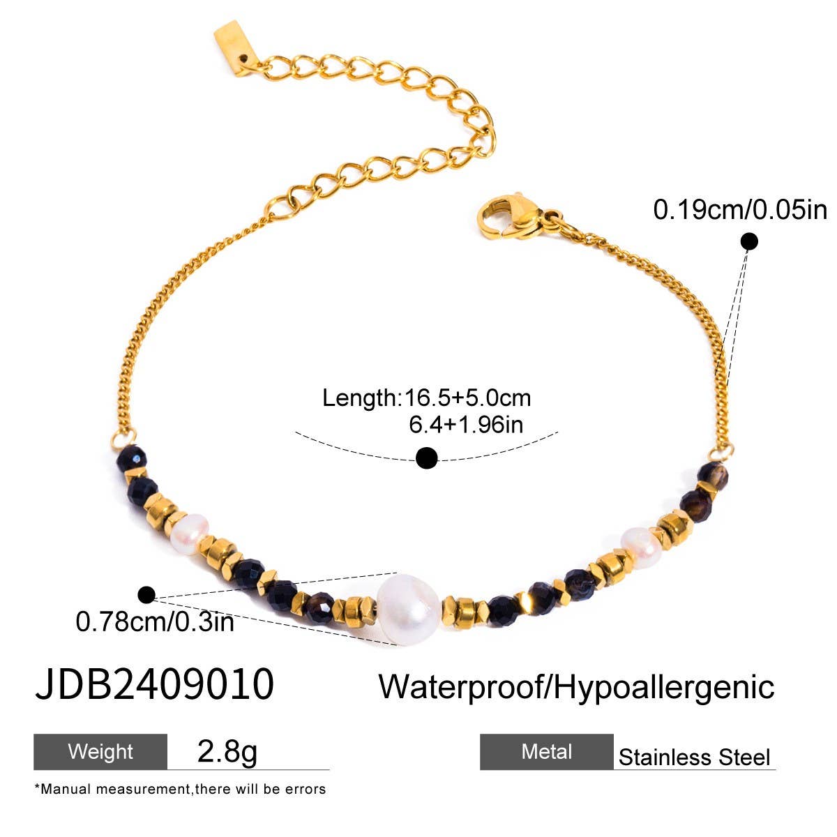 18K GOLD PEARL NATURAL BLACK ONYX BRACELET_CWAJE4889