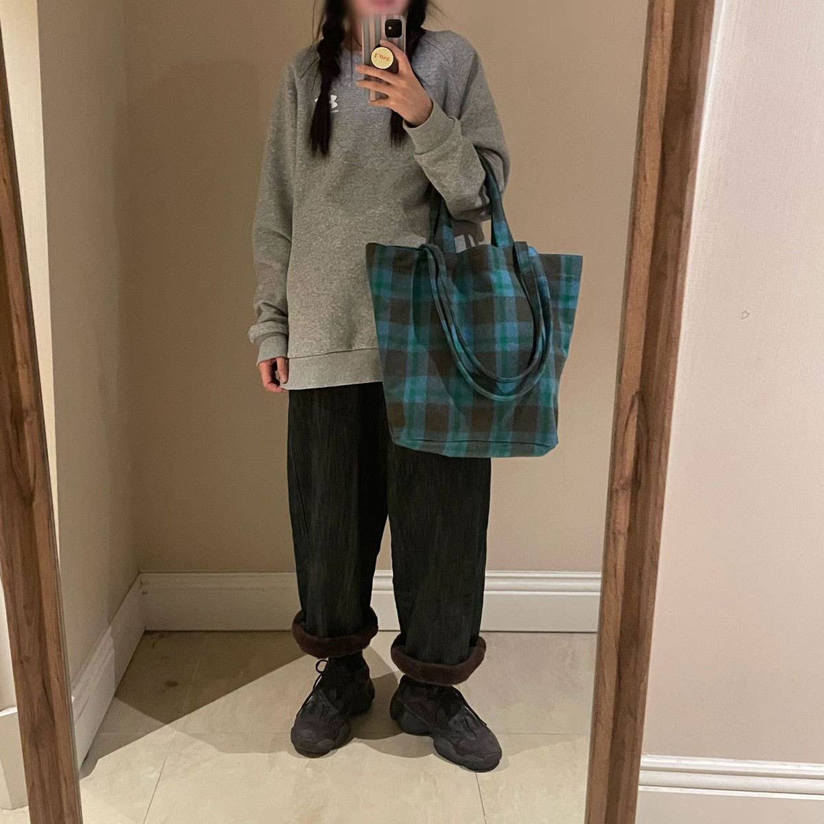 FASHIONABLE ALL MATCH WOOL PLAID SHOULDER HANDBAG_CWAB4099