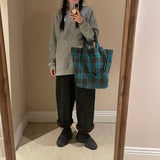 FASHIONABLE ALL MATCH WOOL PLAID SHOULDER HANDBAG_CWAB4099