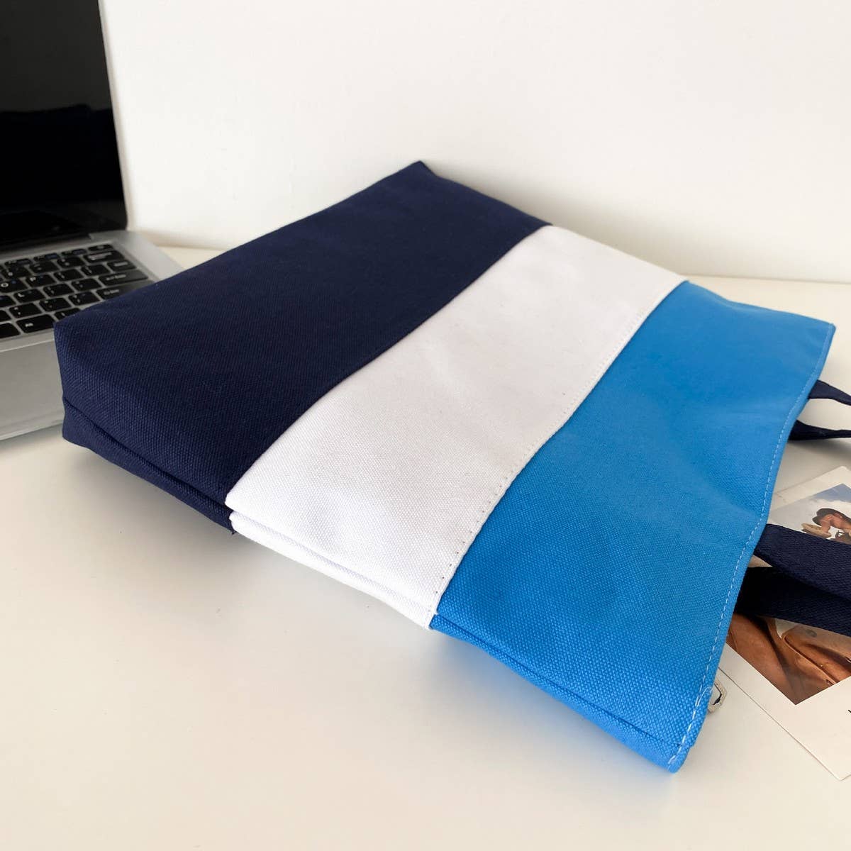 THREE COLOR THICK STRIPED CANVAS TOTE BAG_CWAB1695