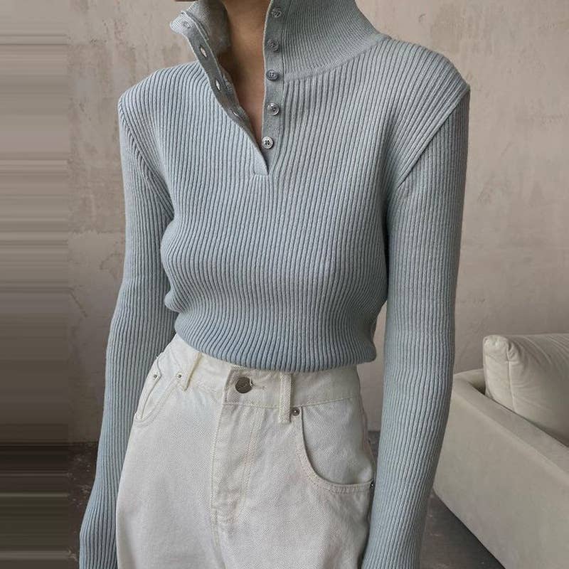 Vintage Breasted Semi-Turtleneck Pullover