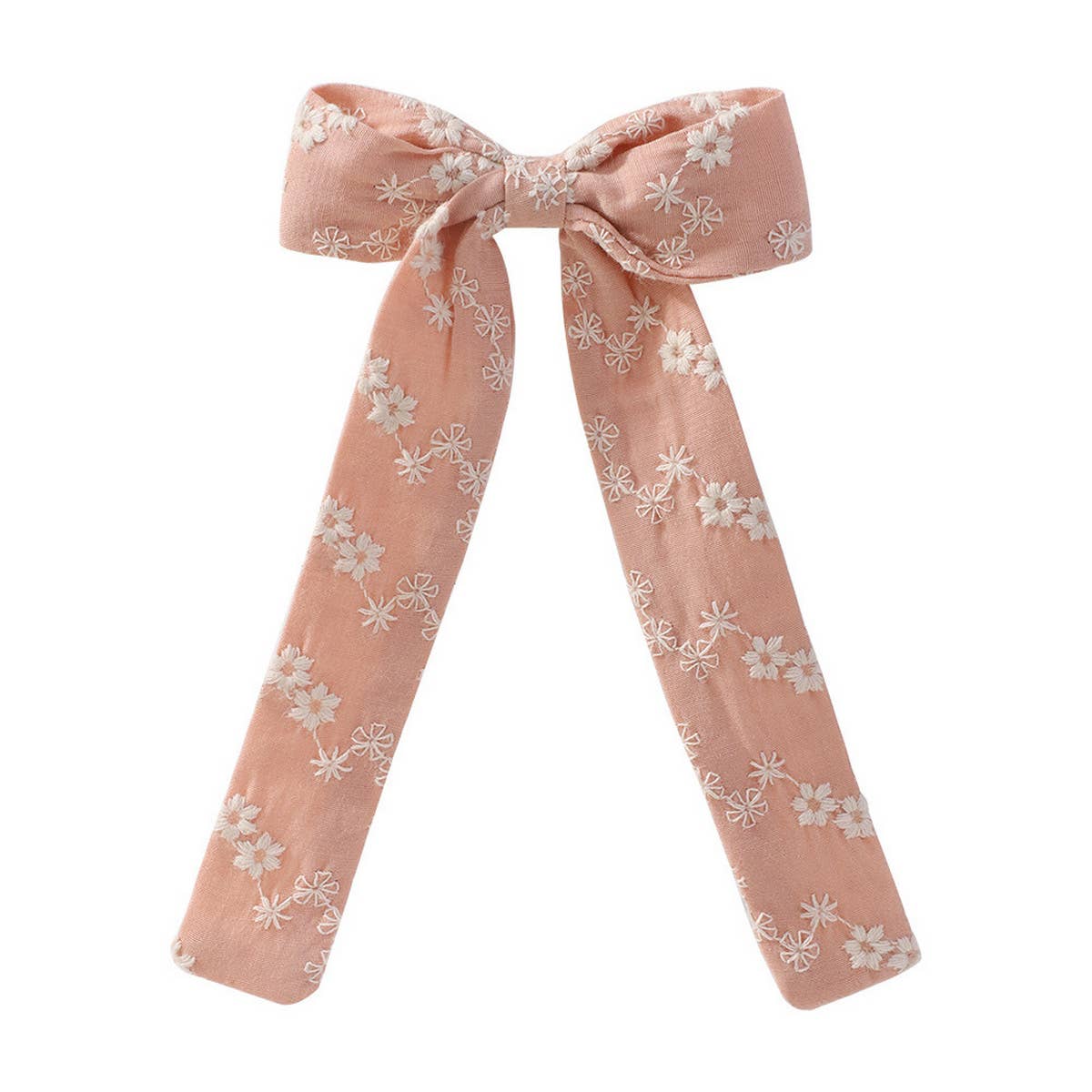 Childrens Ribbon Bow Embroidered Hairpin
