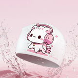 GIRLS SILICONE SWIM CAP WATERPROOF CARTOON PRINT_CWMM6725