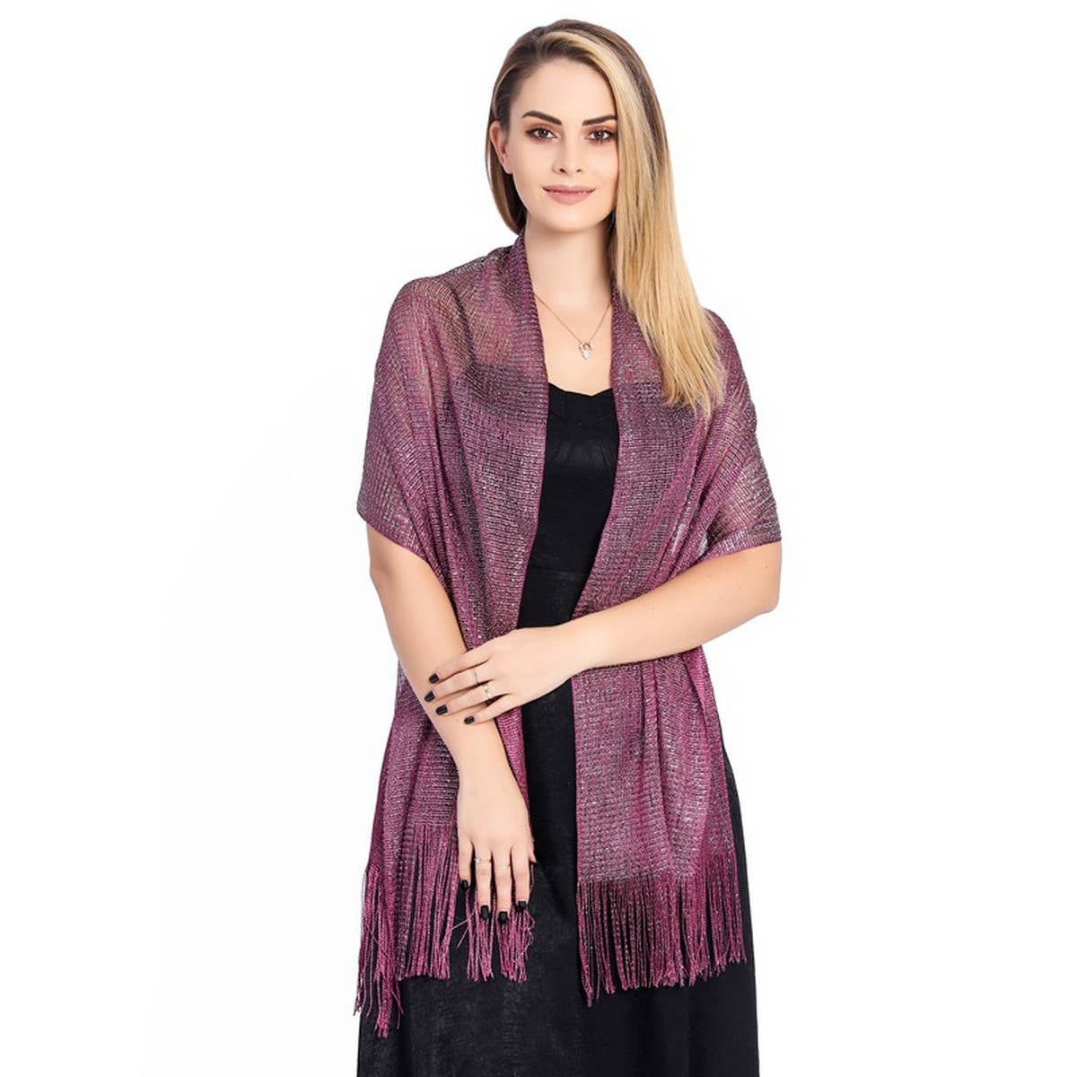 FASHIONABLE GOLD AND SILVER SILK SHAWL_CWASC1091