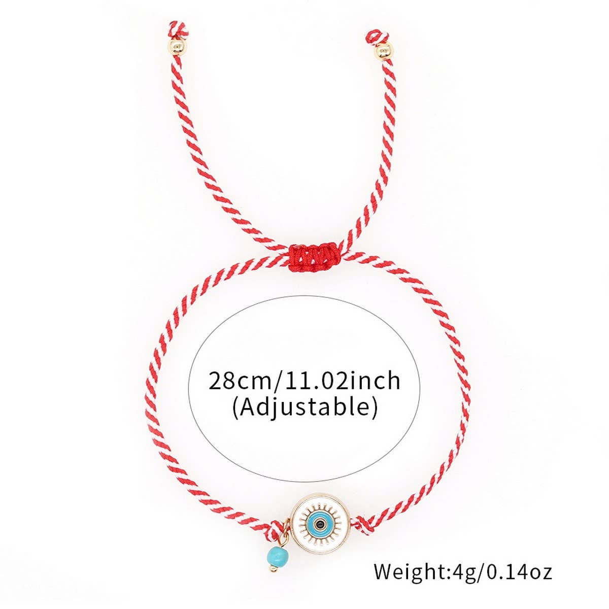 White Eyes Turquoise Red And White Rope Bracelet_Cwmm3797