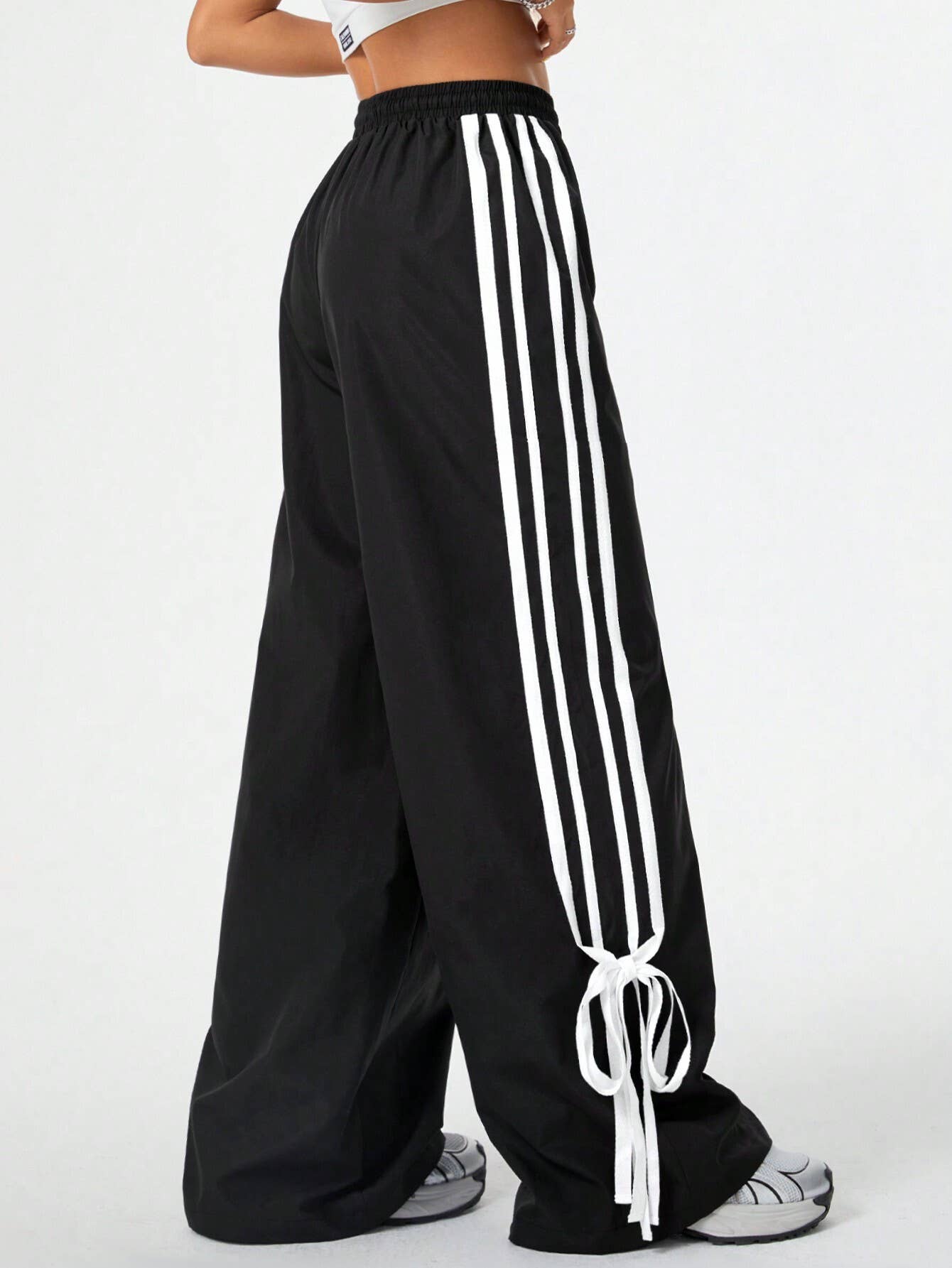 Trendy Colorblock High-Waist Wide-Leg Pants