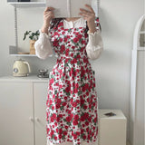 HANDMADE FLORAL ROSES AND RUFFLED APRON_CWMM5797