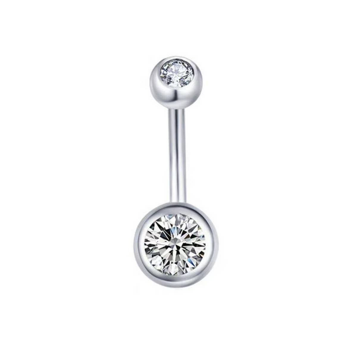 DOUBLE GEM BELLY BUTTON RING STAINLESS STEEL_CWMM9173