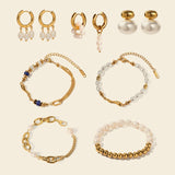 ELEGANT PEARL BRACELET AND STUD EARRINGS SET_CWAJE4621