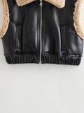 Two-Sided Leather Pilot Imitation Jacket Vest