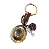 Vintage Alloy Cowboy Hat Cowhide Keychain_Cwmm4724