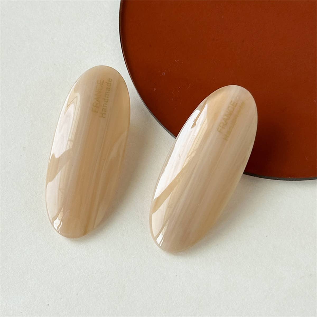 Marble Pattern Oval Resin Hair Barrettes For Women_Cwaha0753