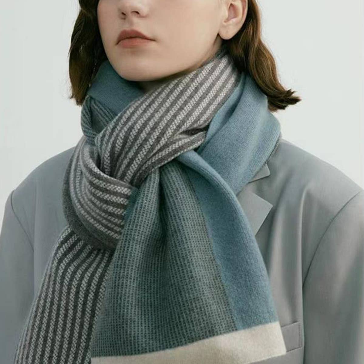 KNIT SCARF UNISEX ELEGANT WINTER COUPLES WRAP_CWASC0326