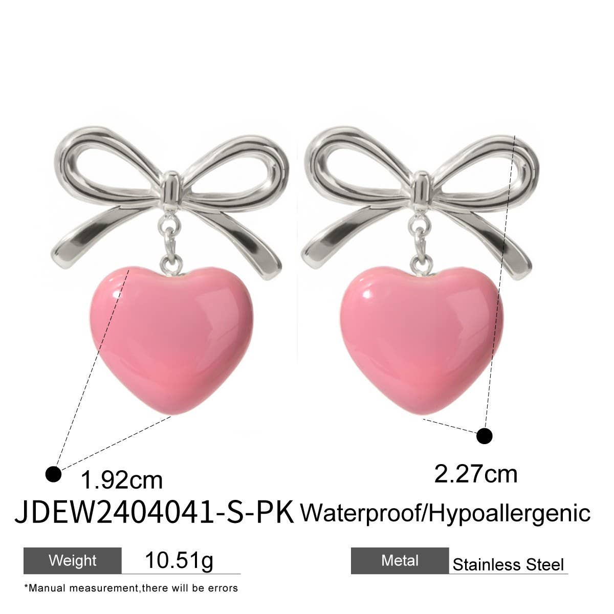 18K GOLD STAINLESS STEEL BOW HEART EARRINGS_CWASC1685