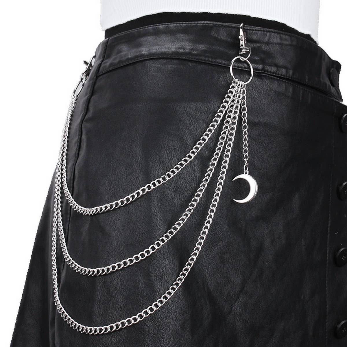 Vintage Moon Pendant Multi Layer Pant Chain_Cwmm0640
