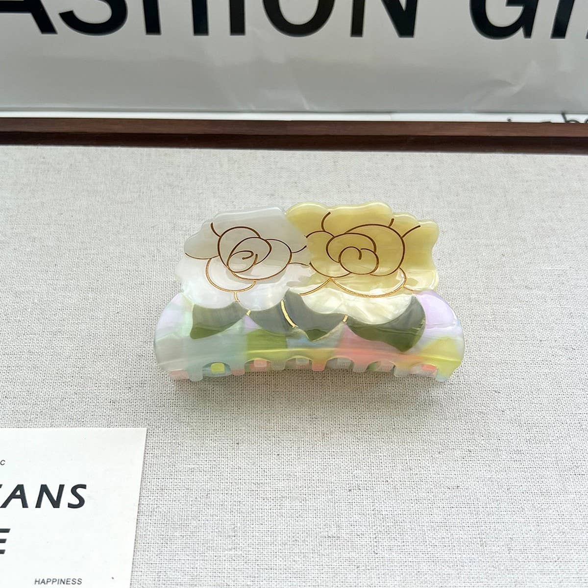 Vintage Two-Flower Acetate Clip Elegant Style