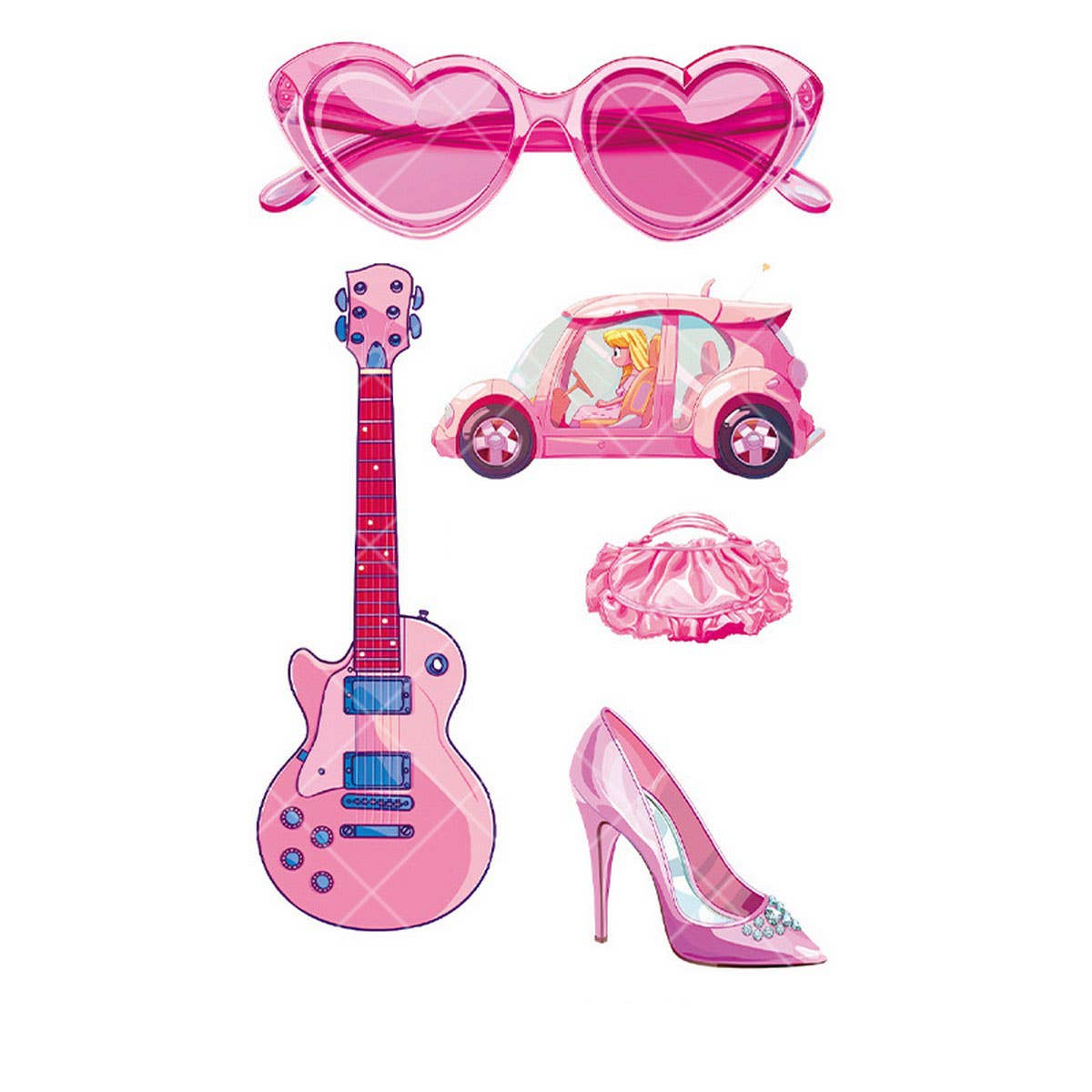 PINK GUITAR GIRL TATTOOS WATERPROOF KIDS PARTY_CWMM8382