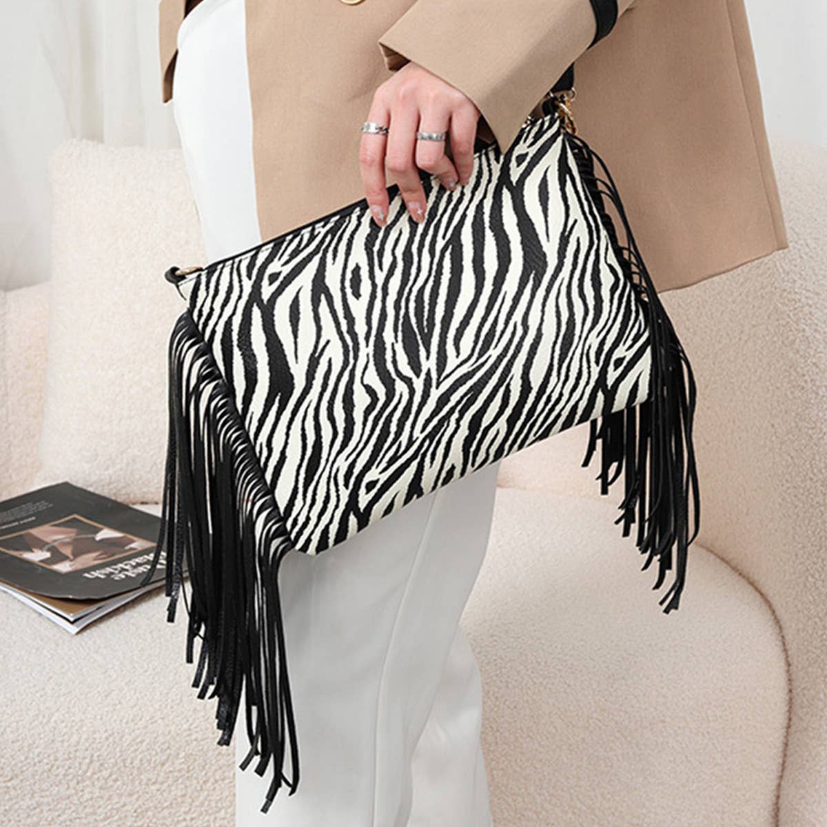 Women Casual Leopard Tassel Shoulder Bag_Cwab0803