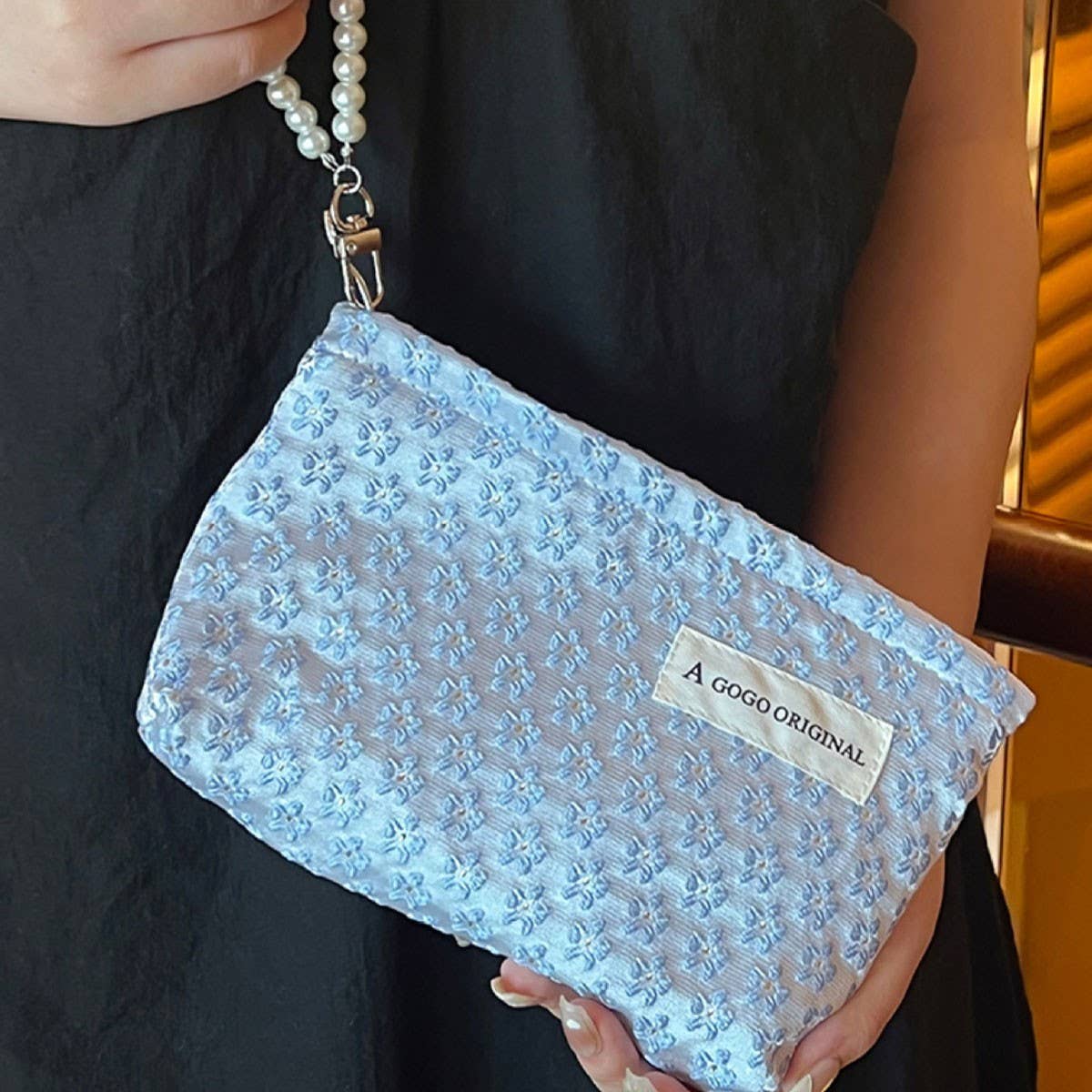Pearl Handle Cosmetic Bag Sweet Wallet Hand Pouch_Cuab00675