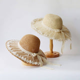 SUMMER HAND WOVEN LACE STRAW HAT FOR WOMEN_CWAH3508