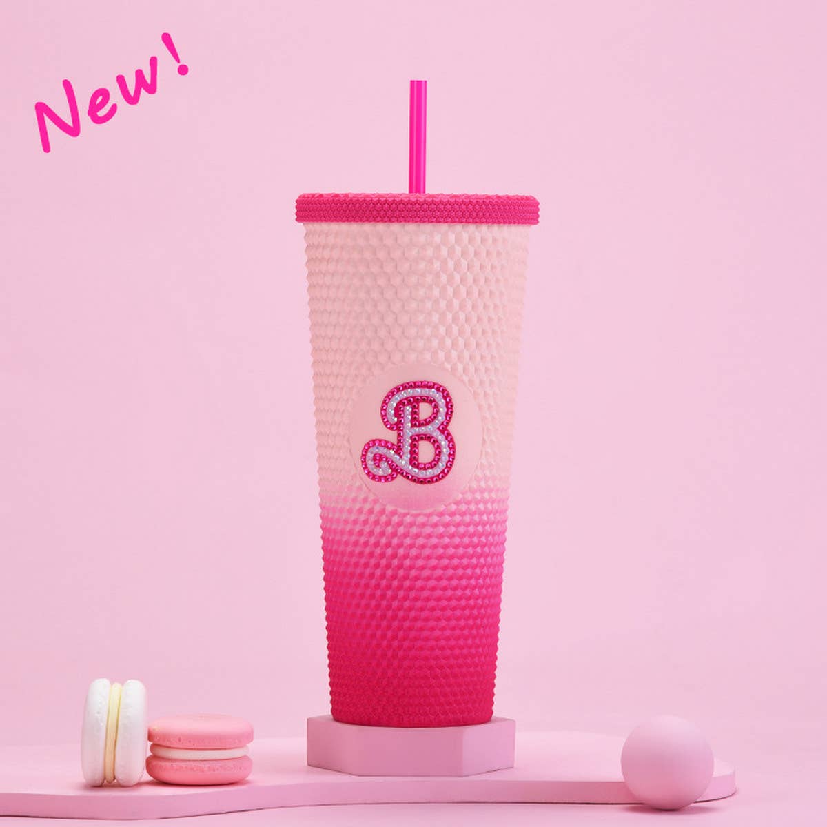 DOUBLE LAYER PORTABLE PLASTIC STRAW DIAMOND CUP_CWMM0978