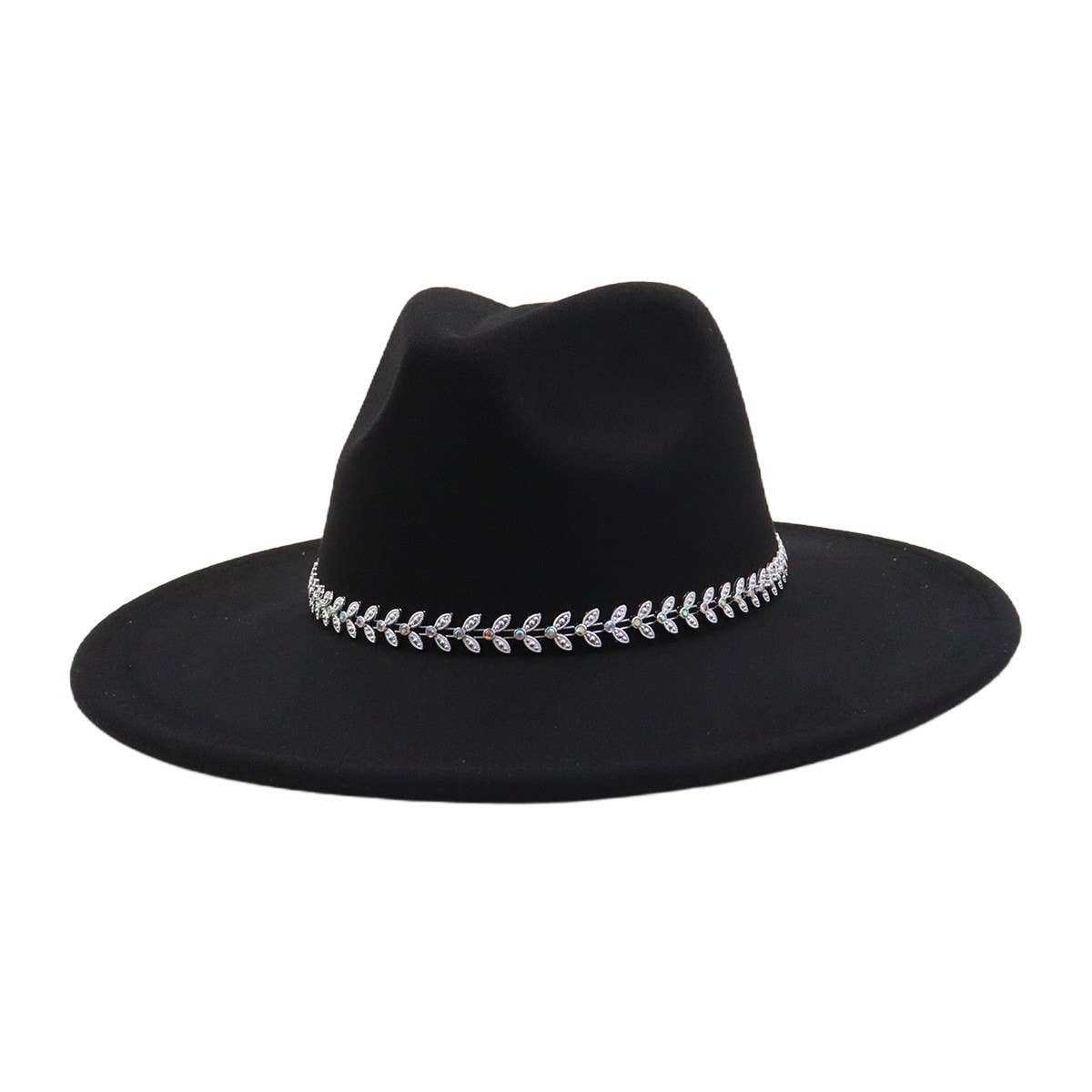 Unisex Wool Fedora Hat Ethnic Flat Brim Style_Cwah04387
