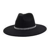 Unisex Wool Fedora Hat Ethnic Flat Brim Style_Cwah04387