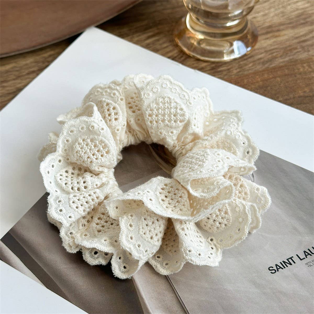 MULTI LAYER HOLLOW PLEATED HAIR RING HAIR ROPE_CWAHA1368